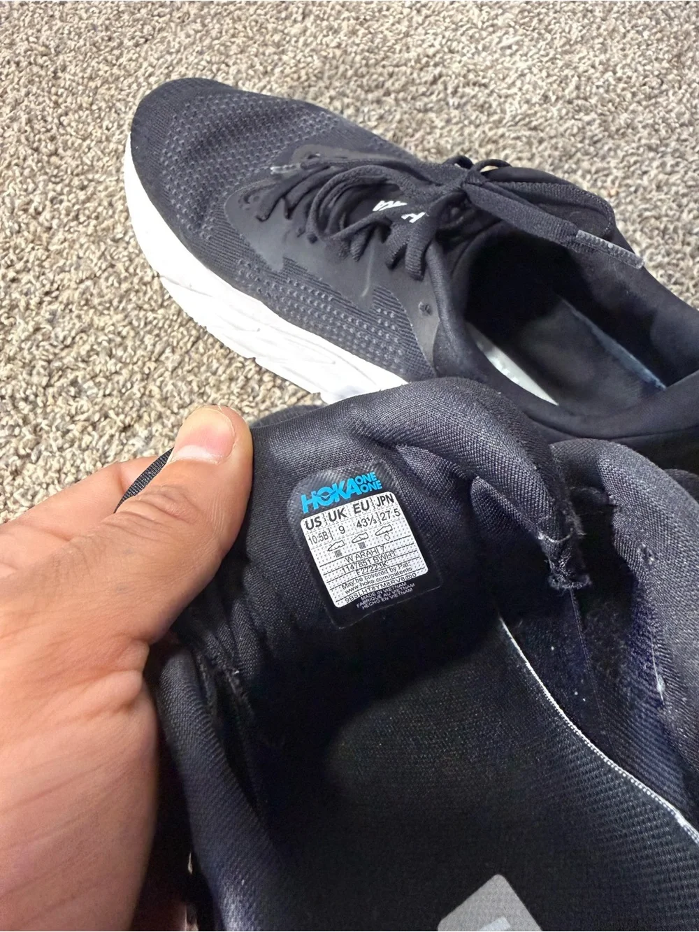 Hoka Black and White Mesh Running Shoes - Picture 7 of 7